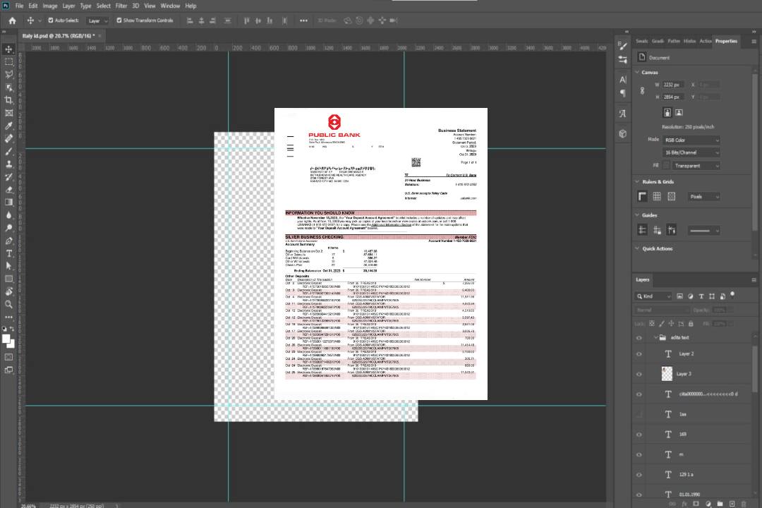 Relevé bancaire de la Banque PUBLIC template